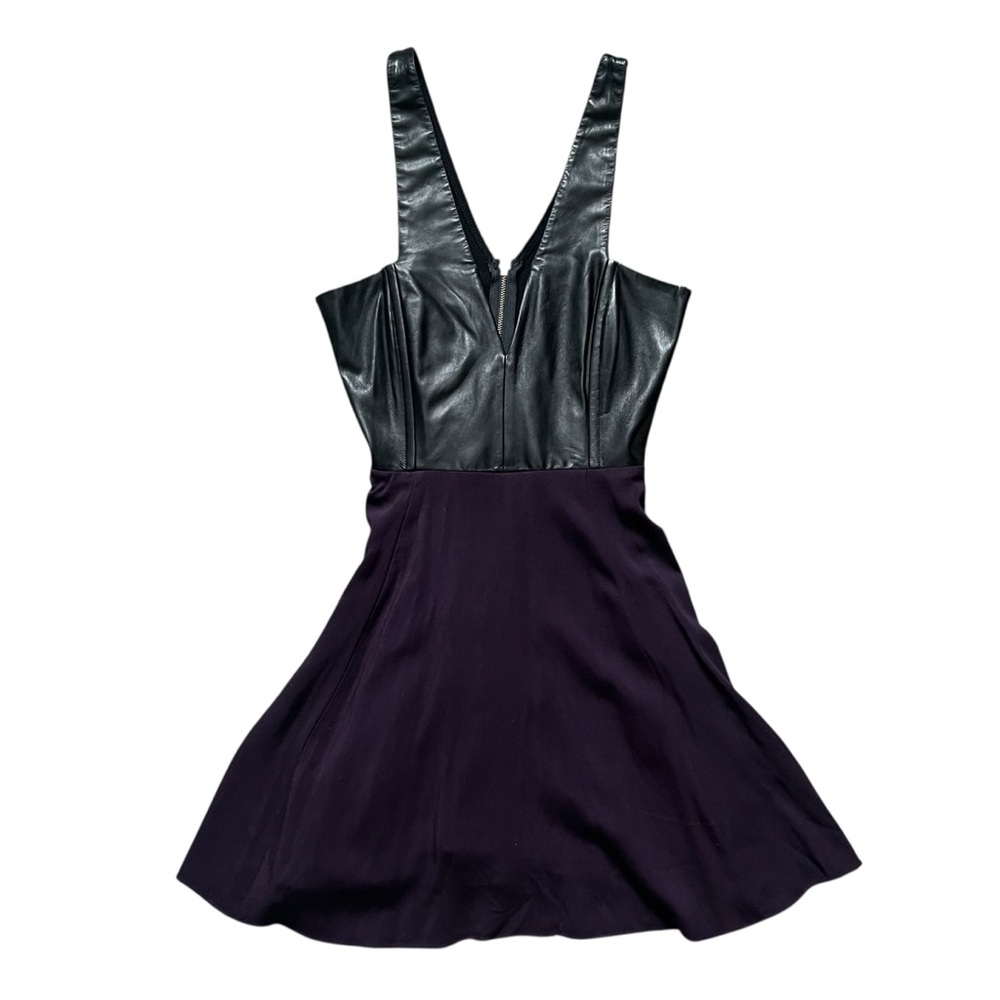 Mason Faux Black Leather Top + Purple Flowy Bottom Dress Size 2